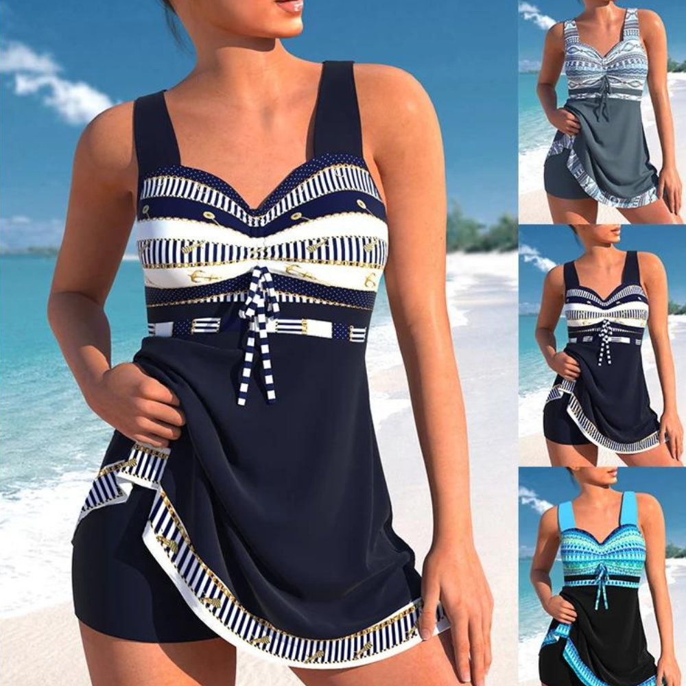 Yvette | Chic nautische bikini met verfijnde streepdetails voor een stijlvolle look