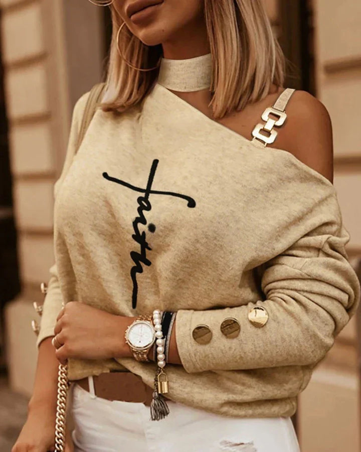 Modischer Damenpulli mit offenen Schultern - stilvolle und elegante Kleidung für jede Gelegenheit