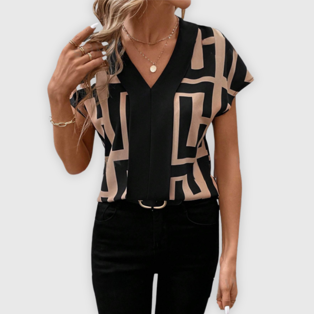 Elegante Damenbluse mit V-Ausschnitt, ideal für die Arbeit und das Büro