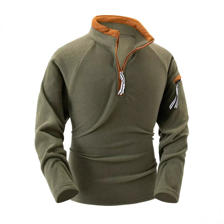 Modischer und warmer eleganter Herrenpullover mit Stehkragen und Reißverschluss