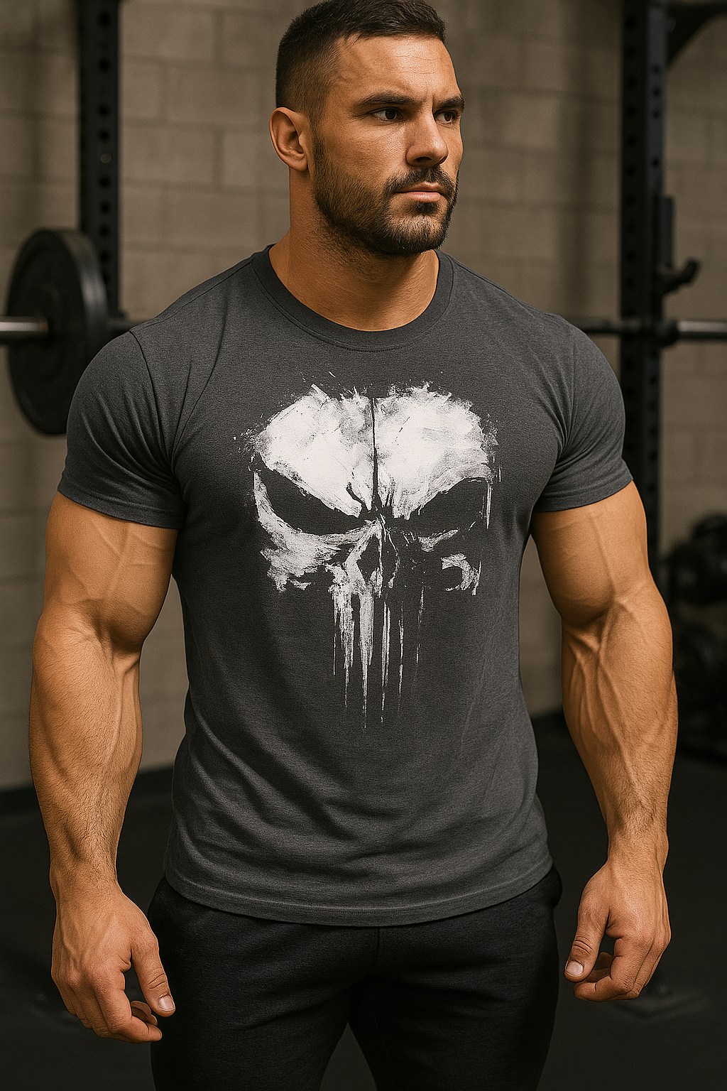 Elegantes Herren-T-Shirt mit auffälligem Totenkopf-Motiv