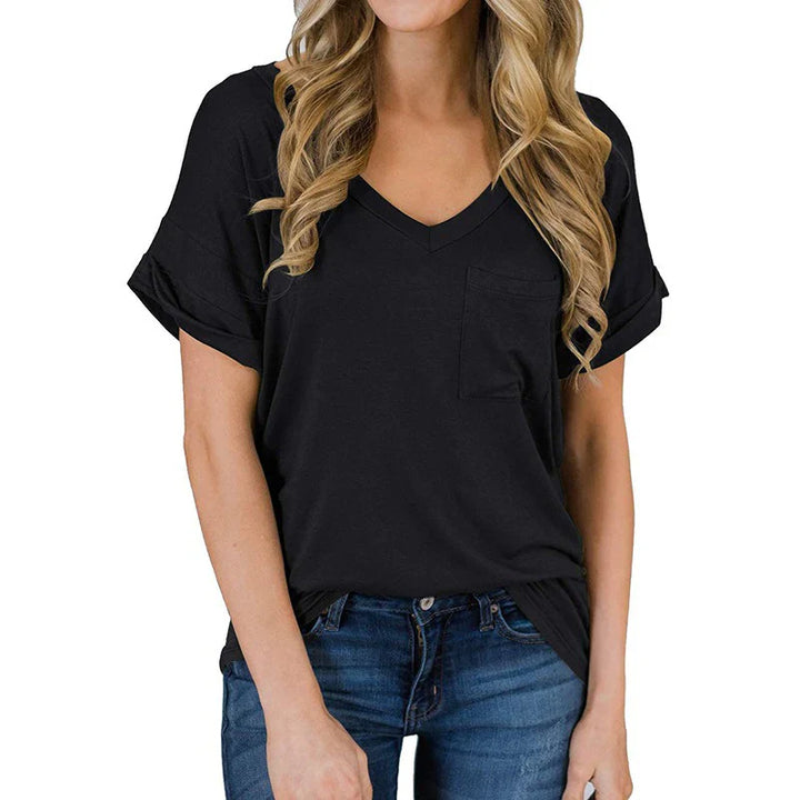 Elegantes Damen-T-Shirt mit spitzem Ausschnitt - ein stilvoller und femininer Look