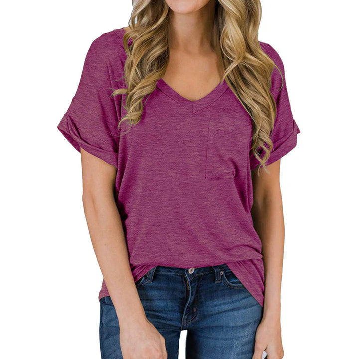 Elegantes Damen-T-Shirt mit spitzem Ausschnitt - ein stilvoller und femininer Look