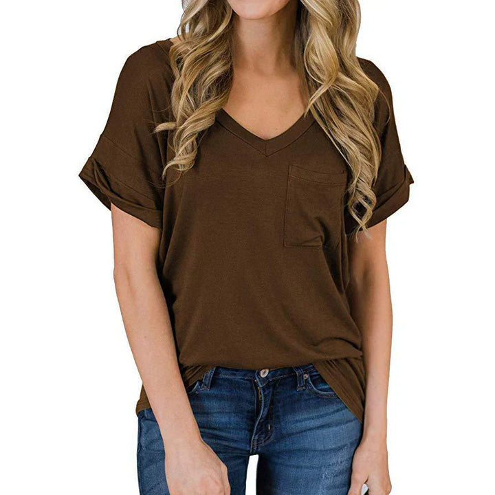 Elegantes Damen-T-Shirt mit spitzem Ausschnitt - ein stilvoller und femininer Look