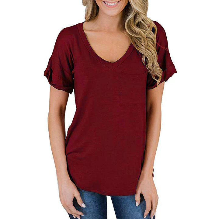 Elegantes Damen-T-Shirt mit spitzem Ausschnitt - ein stilvoller und femininer Look