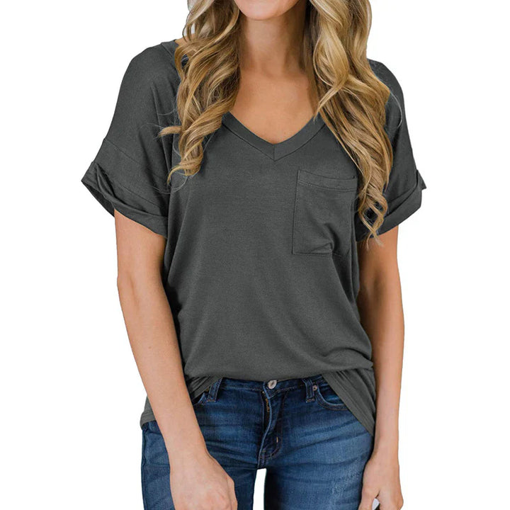 Elegantes Damen-T-Shirt mit spitzem Ausschnitt - ein stilvoller und femininer Look