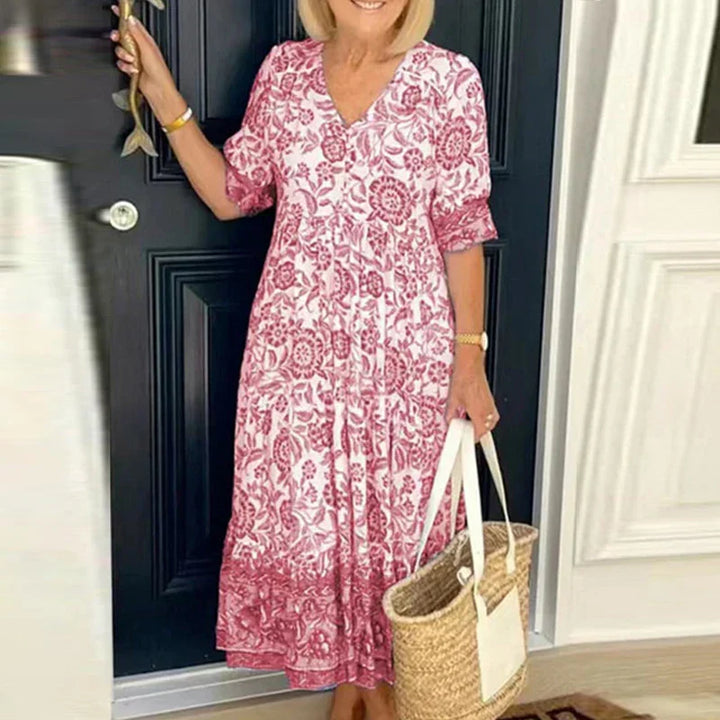 Stilvolles und bequemes elegantes Damen Boho Kleid mit V-Ausschnitt