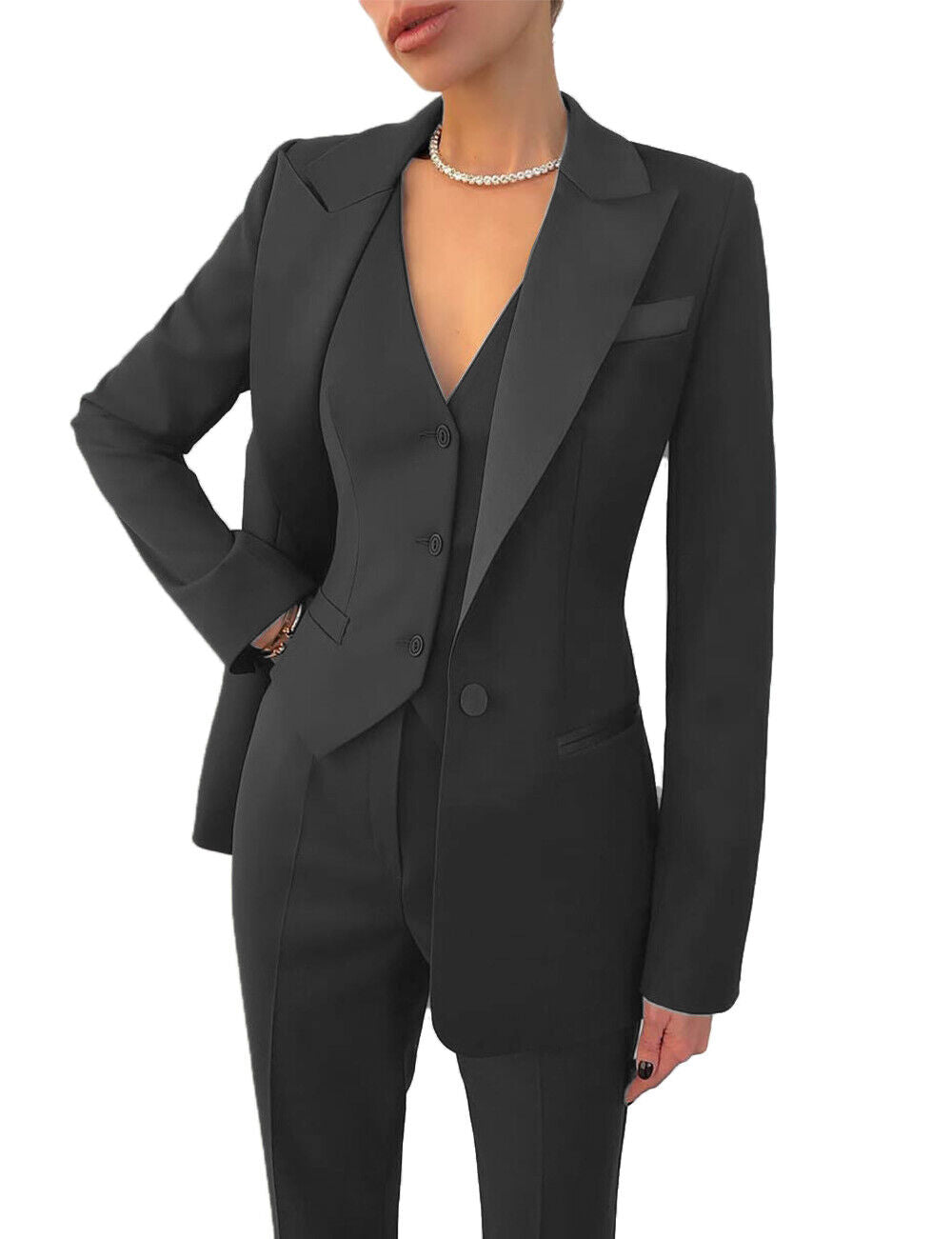 Eleganter 3-teiliger Damen-Business-Anzug mit eleganter Weste - perfekt für den professionellen Auftritt