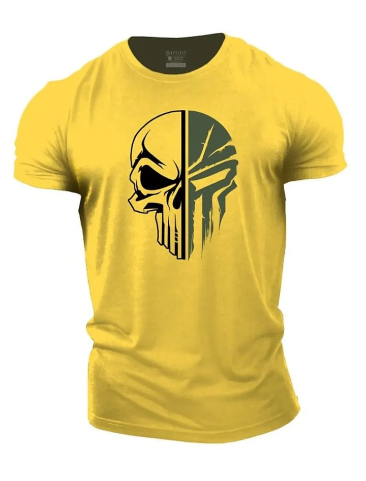 Herren-T-Shirt mit elegantem Totenkopf-Motiv im Military-Stil - eine einzigartige Ergänzung für Ihre Garderobe