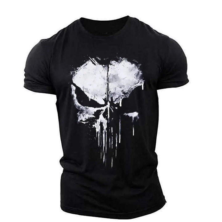 Elegantes Herren-T-Shirt mit auffälligem Totenkopf-Motiv