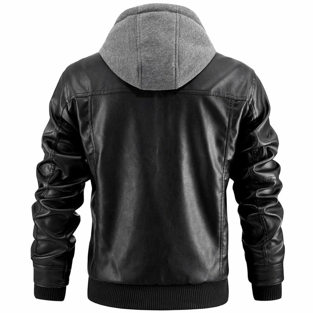 Hochwertige Herren-Bikerjacke mit Kapuze - eleganter und moderner Lederstil für einen einzigartigen Look