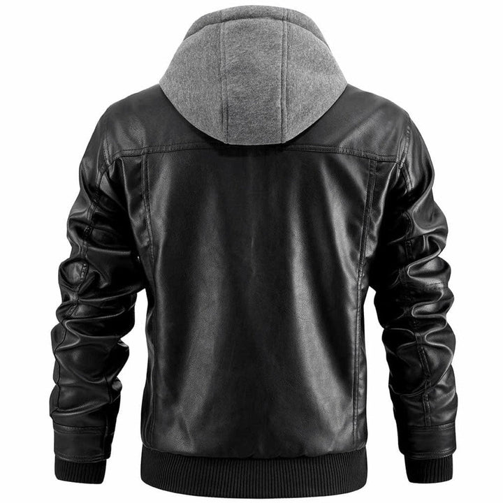 Hochwertige Herren-Bikerjacke mit Kapuze - eleganter und moderner Lederstil für einen einzigartigen Look