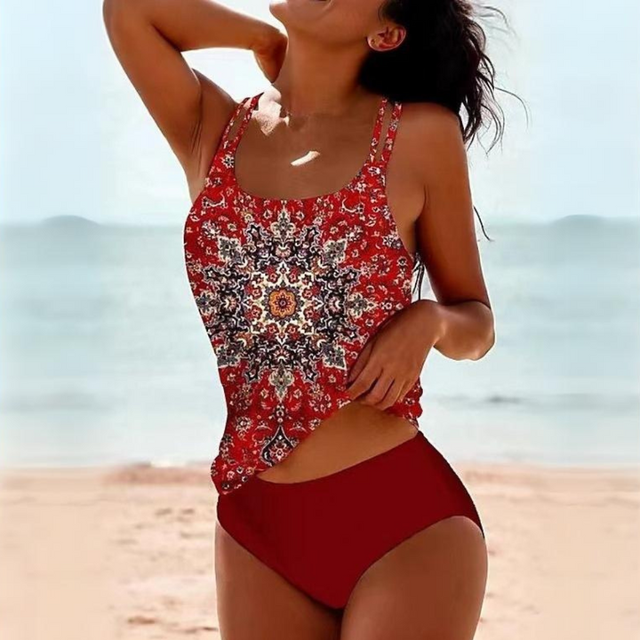 Set Tankini Stampato Ambra™ con Spalline Doppie Eleganti per un look sofisticato