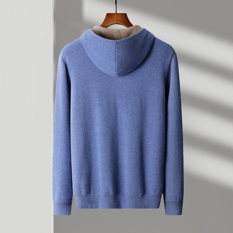 Exklusive Herren-Kapuzenjacke aus weicher Kaschmirwolle mit Reißverschluss - das Nonplusultra in Premium-Qualität