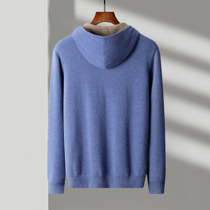Exklusive Herren-Kapuzenjacke aus weicher Kaschmirwolle mit Reißverschluss - das Nonplusultra in Premium-Qualität