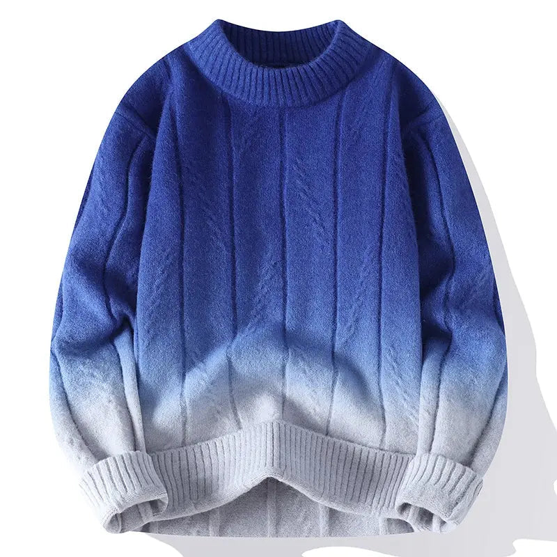 Stylowy elegancki męski sweter z dzianiny w modnym gradiencie kolorów