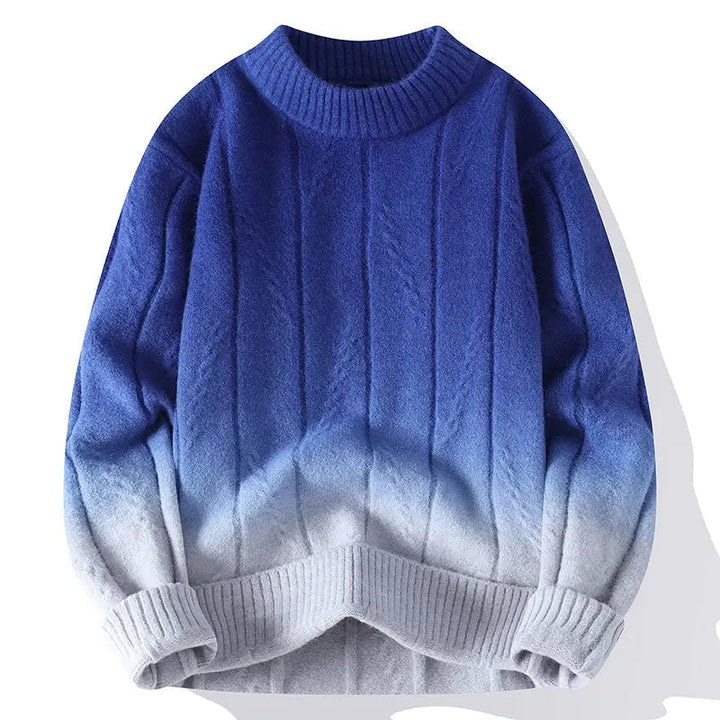 Stylowy elegancki męski sweter z dzianiny w modnym gradiencie kolorów