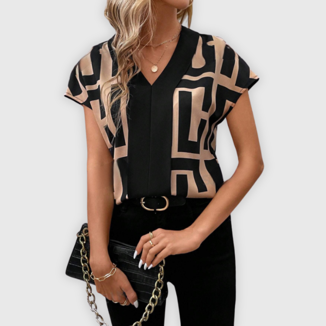 Elegante Damenbluse mit V-Ausschnitt, ideal für die Arbeit und das Büro