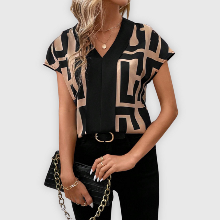 Elegante Damenbluse mit V-Ausschnitt, ideal für die Arbeit und das Büro
