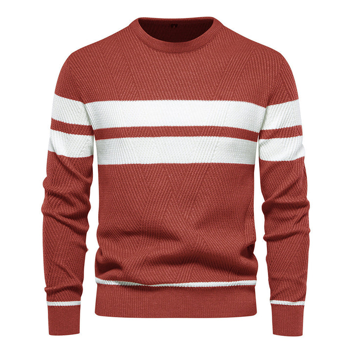 Modischer gestreifter Herren-Rundhalspullover - ein modernes und elegantes Alltags-Accessoire