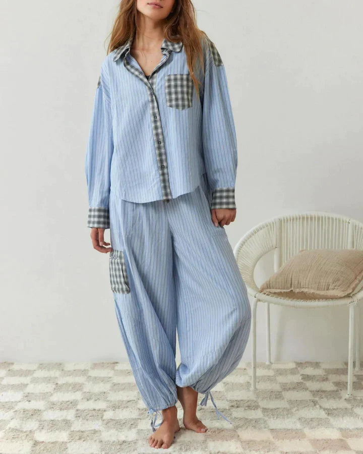 Pendo | Luxe Geruite Pyjama Set voor ultiem Comfort en Een Rustige Nachtrust
