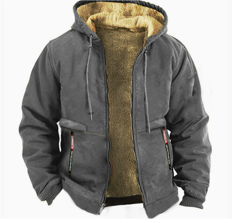 Exklusive Herren-Kapuzenjacke - warme und kuschelige Winterjacke mit Reißverschluss für maximalen Komfort