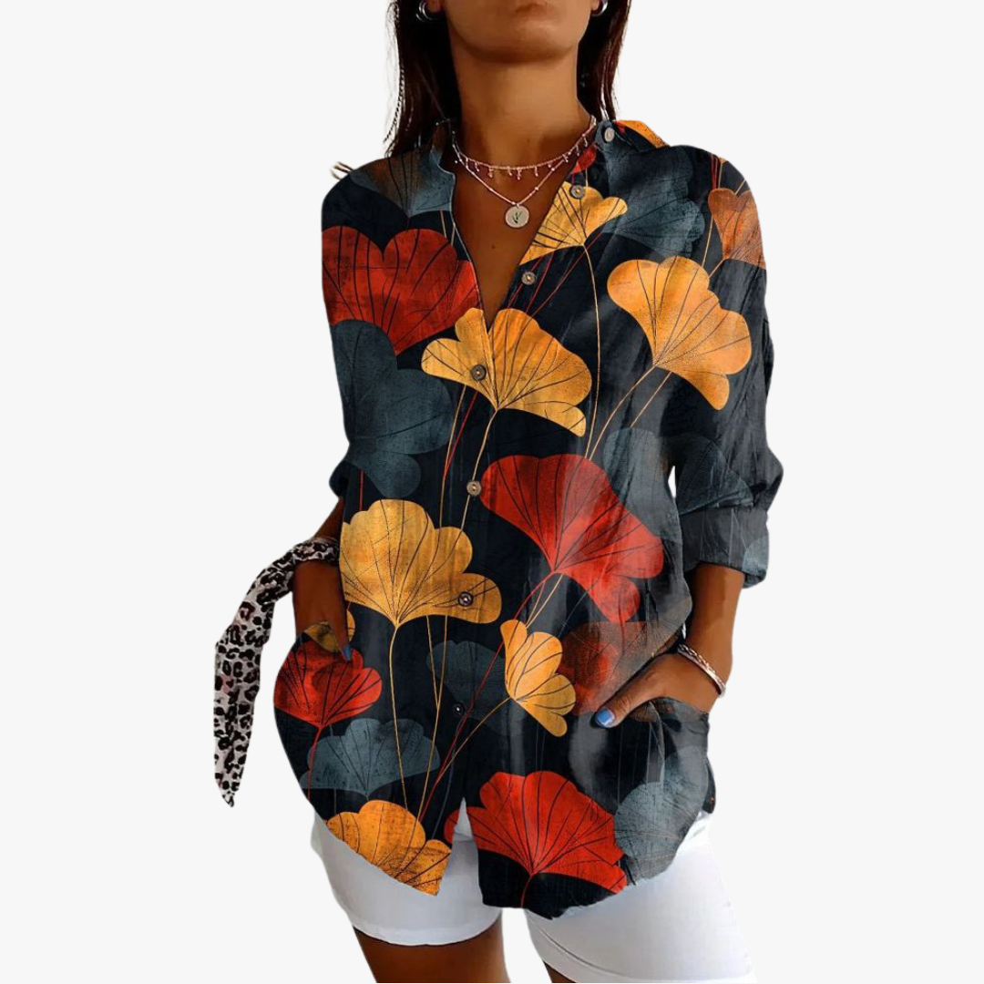 Modische Damenbluse aus Leinen mit eleganter Stickerei für einen modischen Look
