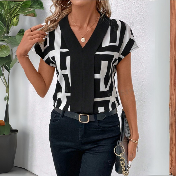 Elegante Damenbluse mit V-Ausschnitt, ideal für die Arbeit und das Büro