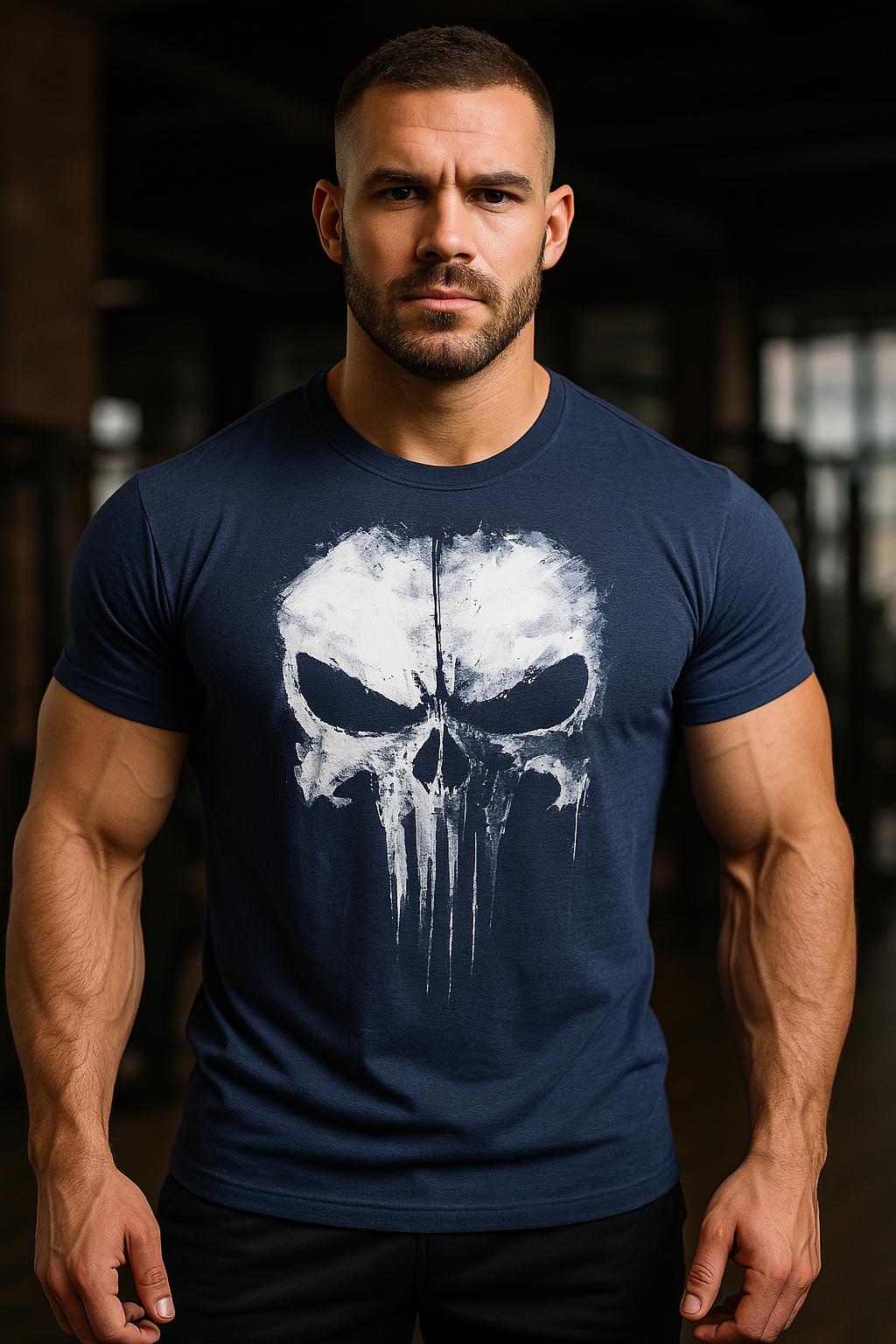 Elegantes Herren-T-Shirt mit auffälligem Totenkopf-Motiv