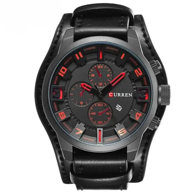 Stylowy męski skórzany zegarek z chronografem – idealny na każdą okazję