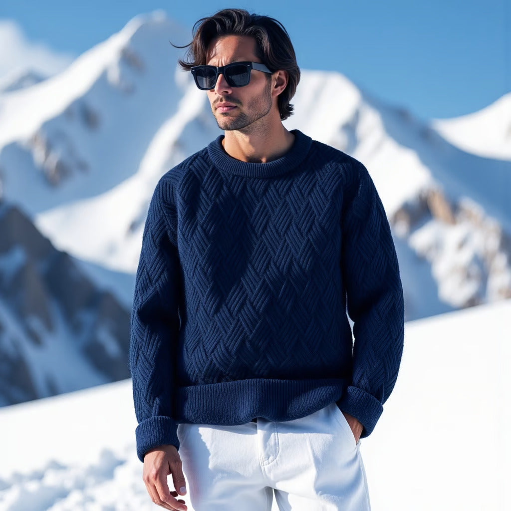 Herren-Wollpullover mit elegantem Twill - klassischer Stil und unübertroffene Wärme