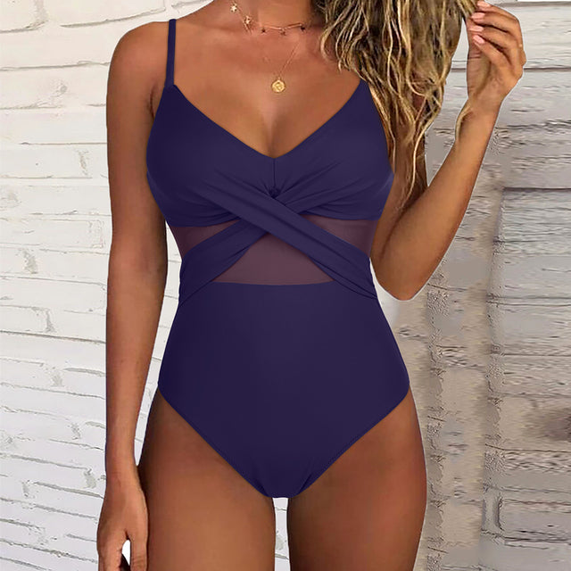 Brit | Elegant Badpak met Twistelement en Meshdetails voor een Verfijnde Stijl