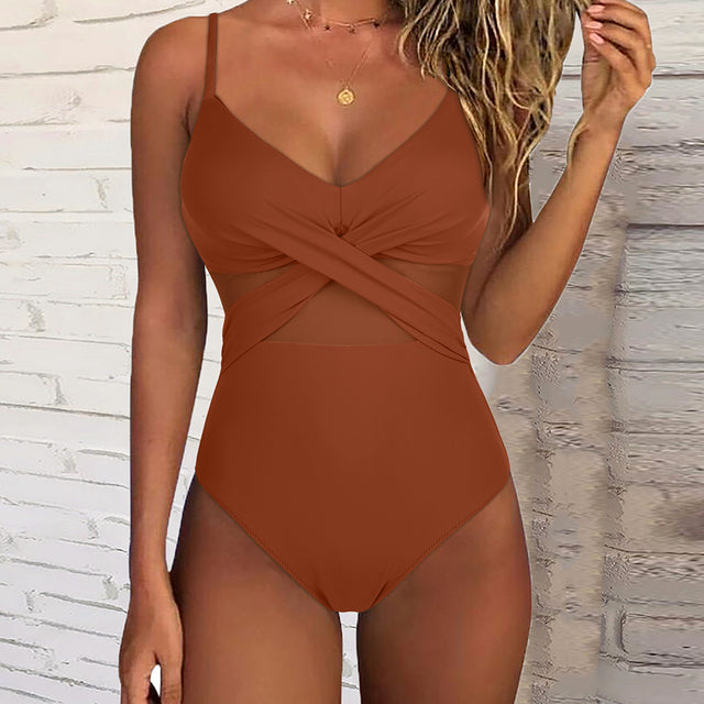 Brit | Elegant Badpak met Twistelement en Meshdetails voor een Verfijnde Stijl