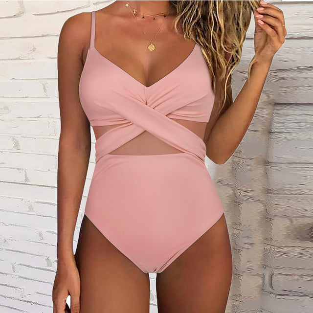 Brit | Elegant Badpak met Twistelement en Meshdetails voor een Verfijnde Stijl