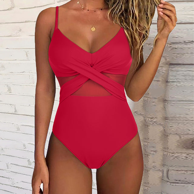 Brit | Elegant Badpak met Twistelement en Meshdetails voor een Verfijnde Stijl