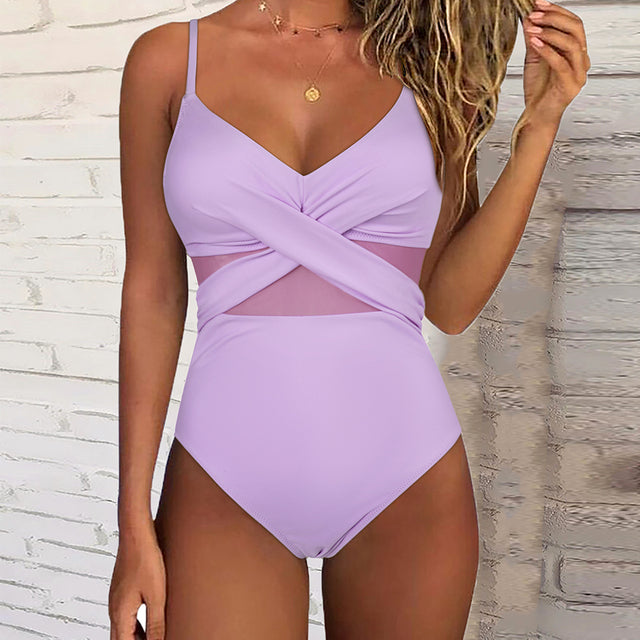 Brit | Elegant Badpak met Twistelement en Meshdetails voor een Verfijnde Stijl