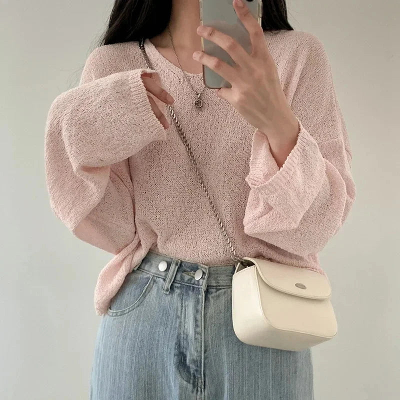 Bequemes langärmeliges Damen-Top im lässigen Stil