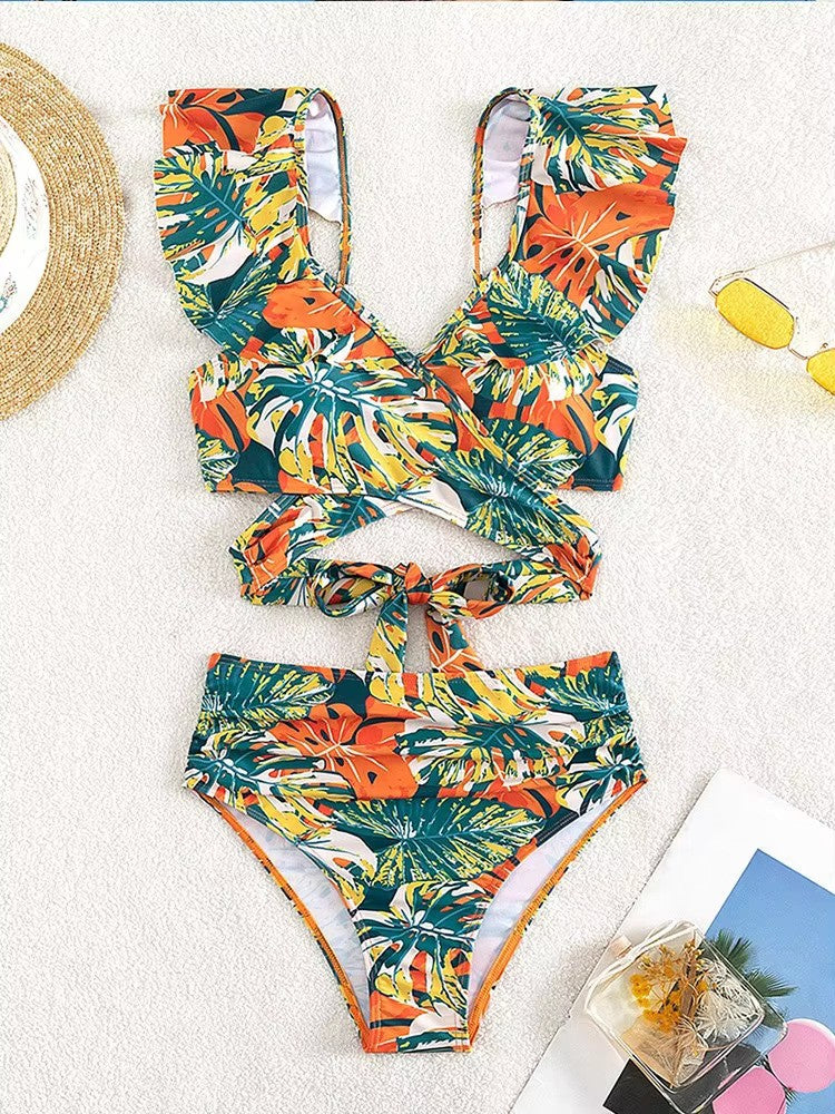 Diewertje | Elegante Tropische High-Waist Bikini Set für einen modischen Zomer