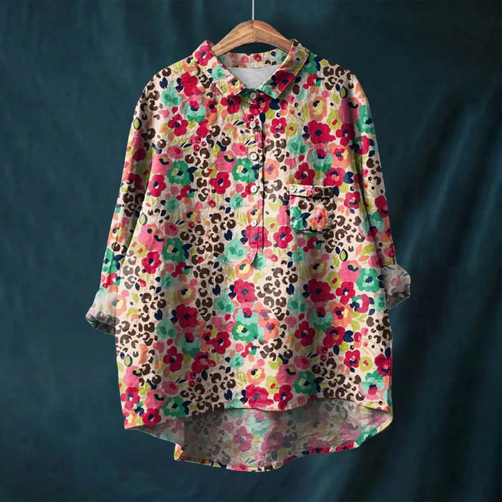 Elegantes Damen-T-Shirt mit 3/4-Ärmeln und modernem Druck