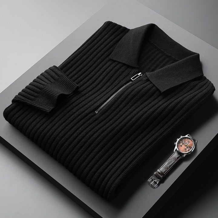 Ekskluzywny męski sweter z eleganckim kołnierzykiem polo – niezwykle miękki i komfortowy na każdą okazję