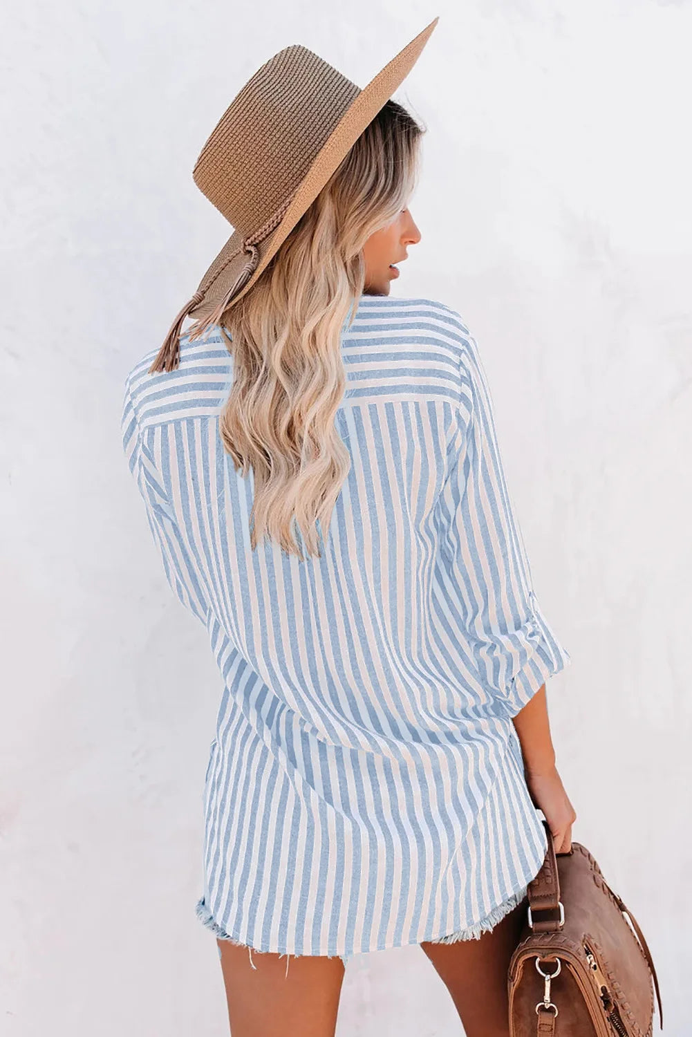 Modisches Damen-Button-down-Hemd mit klassischem Streifenmuster