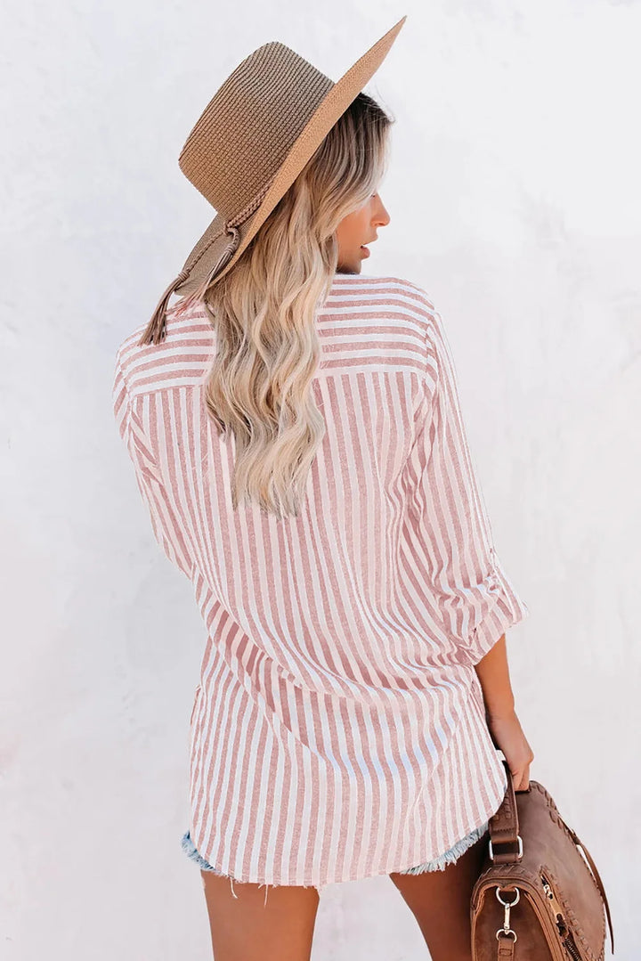 Modisches Damen-Button-down-Hemd mit klassischem Streifenmuster