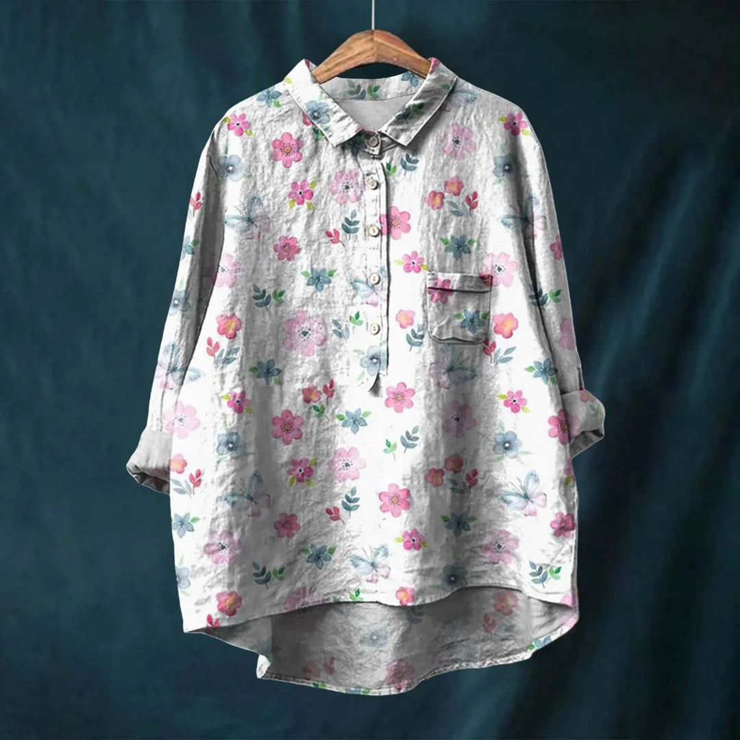 Stylisches Oversized-Damenshirt mit Blumenmuster - elegant und bequem für jede Gelegenheit