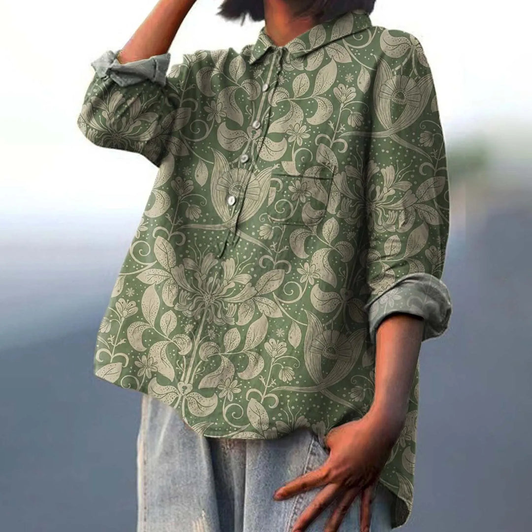 Stylisches Oversized-Damenshirt mit Blumenmuster - elegant und bequem für jede Gelegenheit