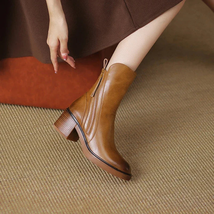 Botki Laura™ wykonane z wysokiej jakości skóry z eleganckim obcasem – stylowy i komfortowy dodatek do Twojej garderoby