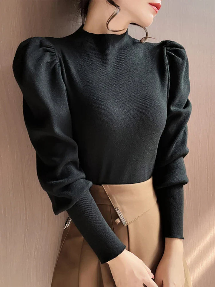 Raffinierte Damenbluse mit Rundhalsausschnitt und Puffärmeln - bringen Sie Eleganz in Ihren Stil