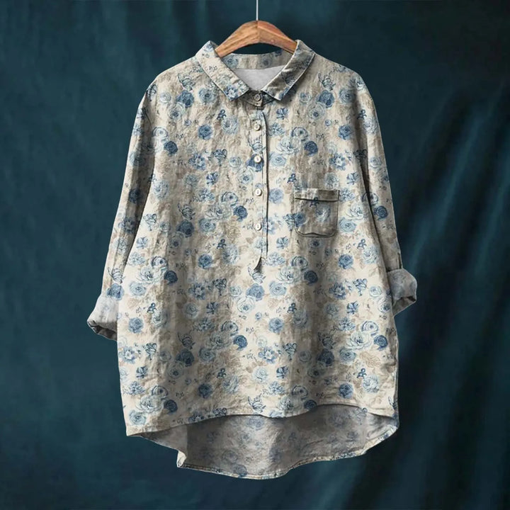 Elegantes Damen-T-Shirt mit 3/4-Ärmeln und modernem Druck
