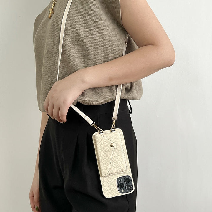Catherine Luxe Elegante Lederen Crossbody Telefoonhoes voor Moderne Bescherming