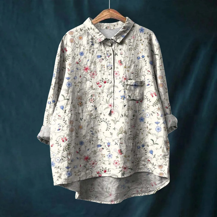 Elegantes Damen-T-Shirt mit 3/4-Ärmeln und modernem Druck
