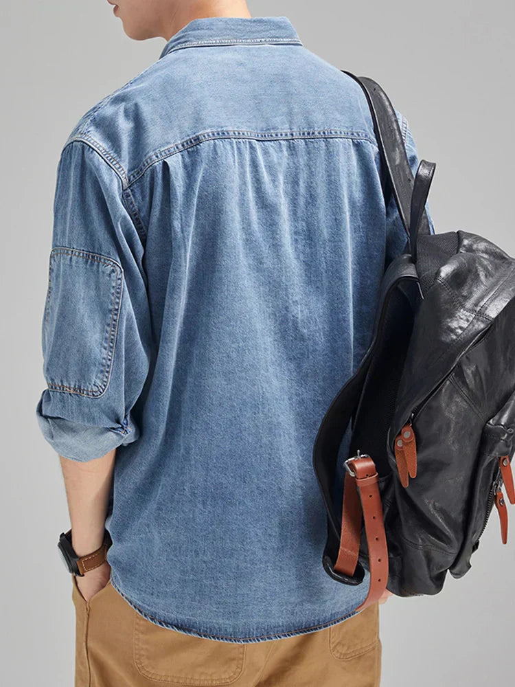 Stylisches und strapazierfähiges Langarm-Denim-Hemd für Herren - die perfekte Wahl für den Alltag